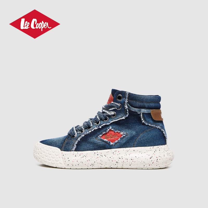LeeCooper高帮板鞋男牛仔布鞋