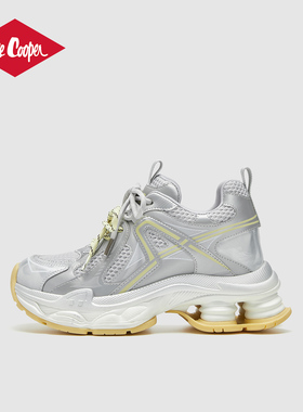 Lee Cooper2026春季厚底老爹鞋女网面透气增高时尚百搭耐穿休闲鞋