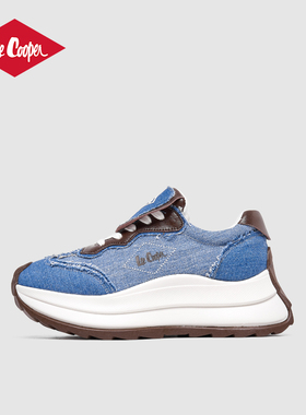 Lee Cooper复古牛仔阿甘鞋女2025秋新款丹宁休闲鞋厚底增高老爹鞋