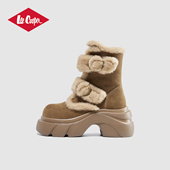 新款 Lee Cooper厚底毛毛雪地靴女2025冬季 加绒加厚保暖东北马丁靴