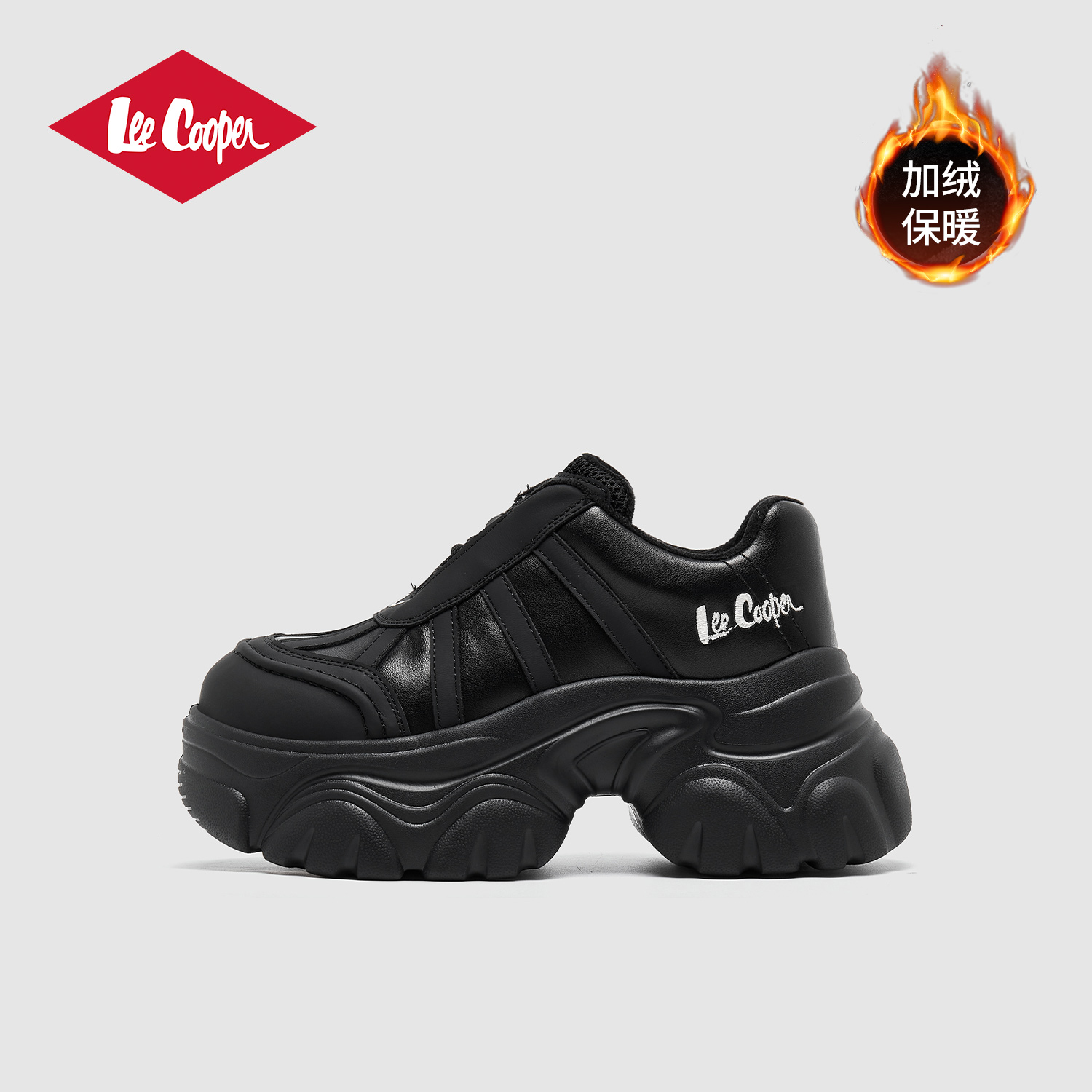 Lee Cooper厚底老爹鞋2025秋季增高加绒保暖百搭休闲鞋潮女款