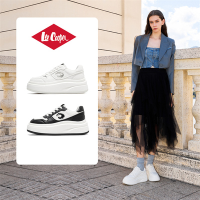 Lee Cooper百搭小白鞋女2026新款春季软底增高时尚休闲板鞋配裙子