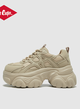 LeeCooper厚底松糕鞋女2026新款春季小个子7cm增高时尚休闲老爹鞋