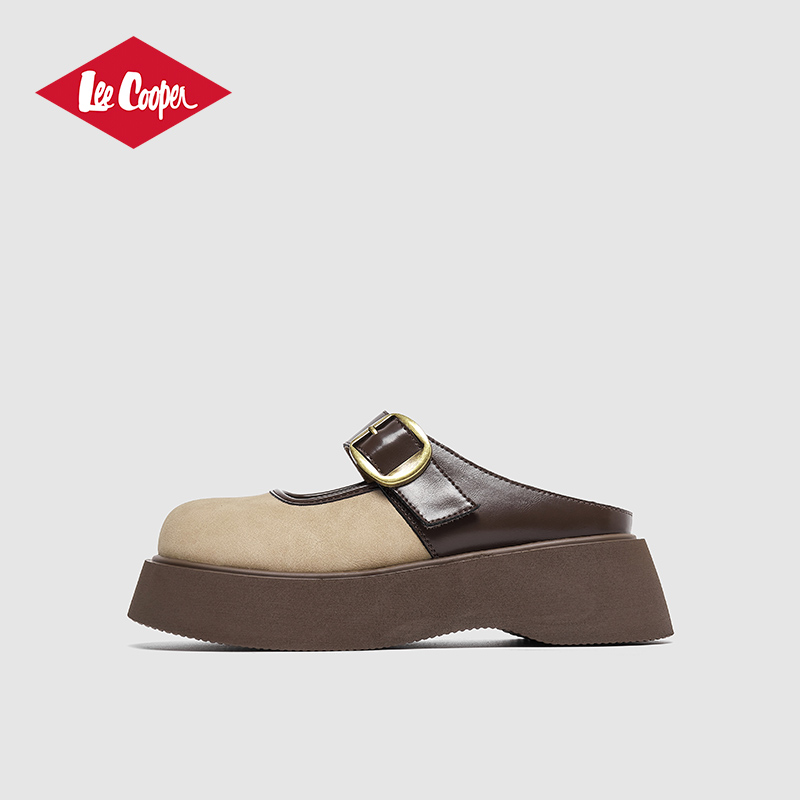 Lee Cooper2025春季新款穆勒鞋女法式厚底拖鞋一脚蹬勃肯鞋休闲鞋