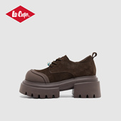 厚底7cm增高休闲鞋 LeeCooper时尚 春季 复古绒面女鞋 单鞋 女2026新款