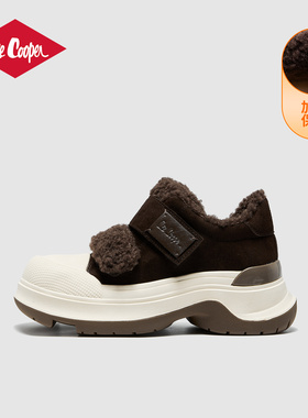 Lee Cooper加绒加厚毛毛鞋女冬季新款保暖女鞋增高厚底运动老爹鞋