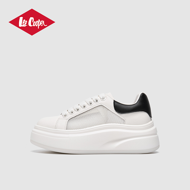 Lee Cooper厚底小白鞋女2025秋冬新款镂空网面透气运动休闲鞋板鞋