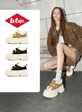 Lee Cooper厚底板鞋女2025新款冬季加绒增高保暖毛毛鞋时尚休闲鞋