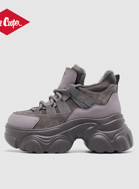 LeeCooper【孟子义同款系列】7CM老爹鞋女2025冬新款增高休闲棉鞋