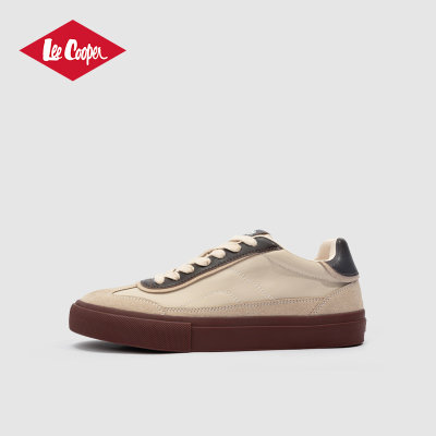 Lee Cooper德训鞋男2025秋冬新款低帮绒皮休闲鞋复古百搭黑色男鞋