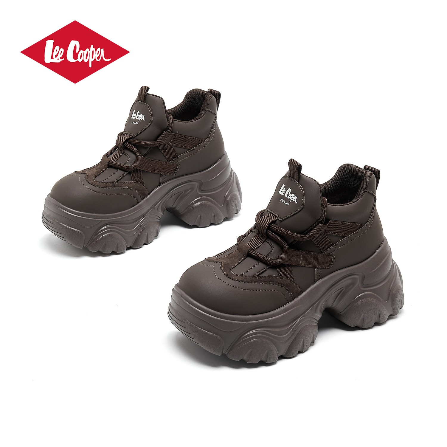 Lee Cooper黑色老爹鞋2025秋季新款女小个子厚底增高运动休闲鞋子