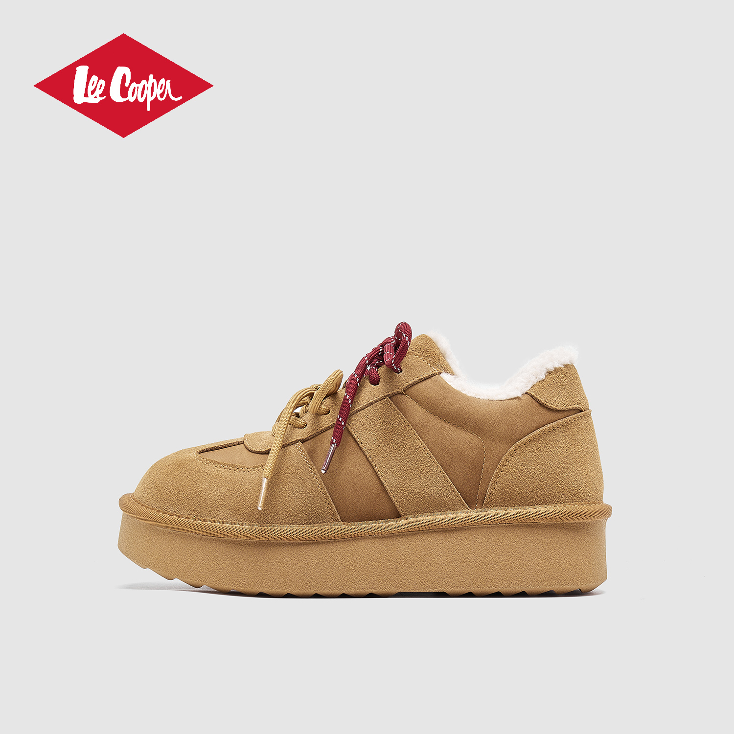 Lee Cooper板鞋女款2025秋冬新户外休闲时尚绒毛厚底休闲时尚板鞋