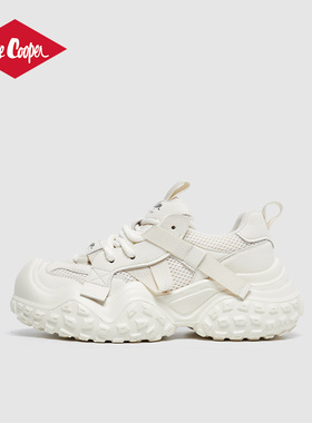 Lee Cooper厚底老爹鞋女2025秋季新款增高百搭白色轻便运动休闲鞋