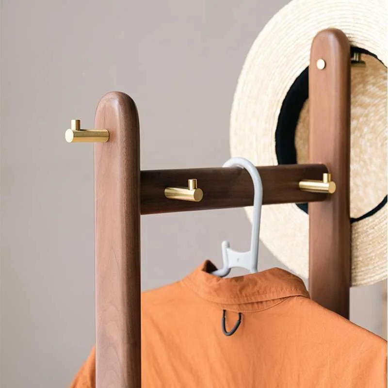 实木落地卧室床头床边小挂衣型空间不占架客厅衣