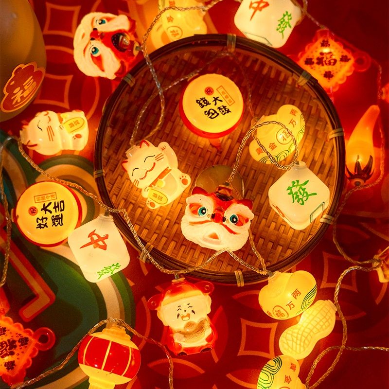 2025过年春节红灯笼串灯挂灯闪场景氛围布置挂件福气新春装饰彩灯