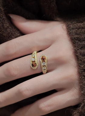 开心节拍虎眼石开口戒指女高级