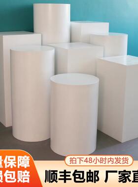 白色烤漆摆展台圆柱体件底座70197590圆长方形六特边形橱形窗模地