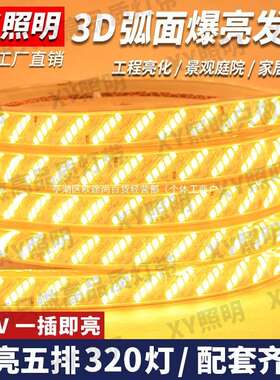 超客亮JJQLED带户外防水22灯0V厅外墙工程室光外暖白色高压灯条