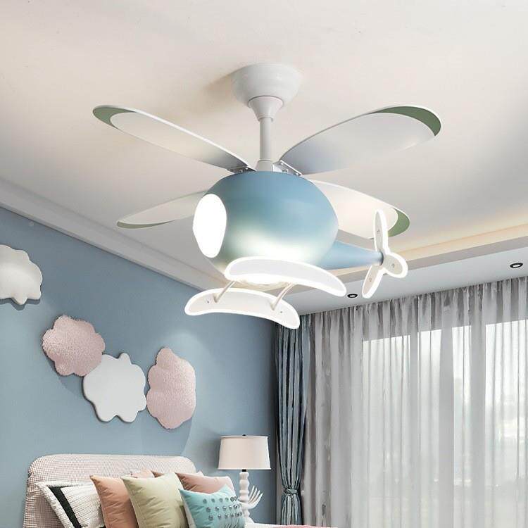 儿童房吊扇灯卡通创意飞灯机电造风扇灯一体带型男女孩卧室吊tela