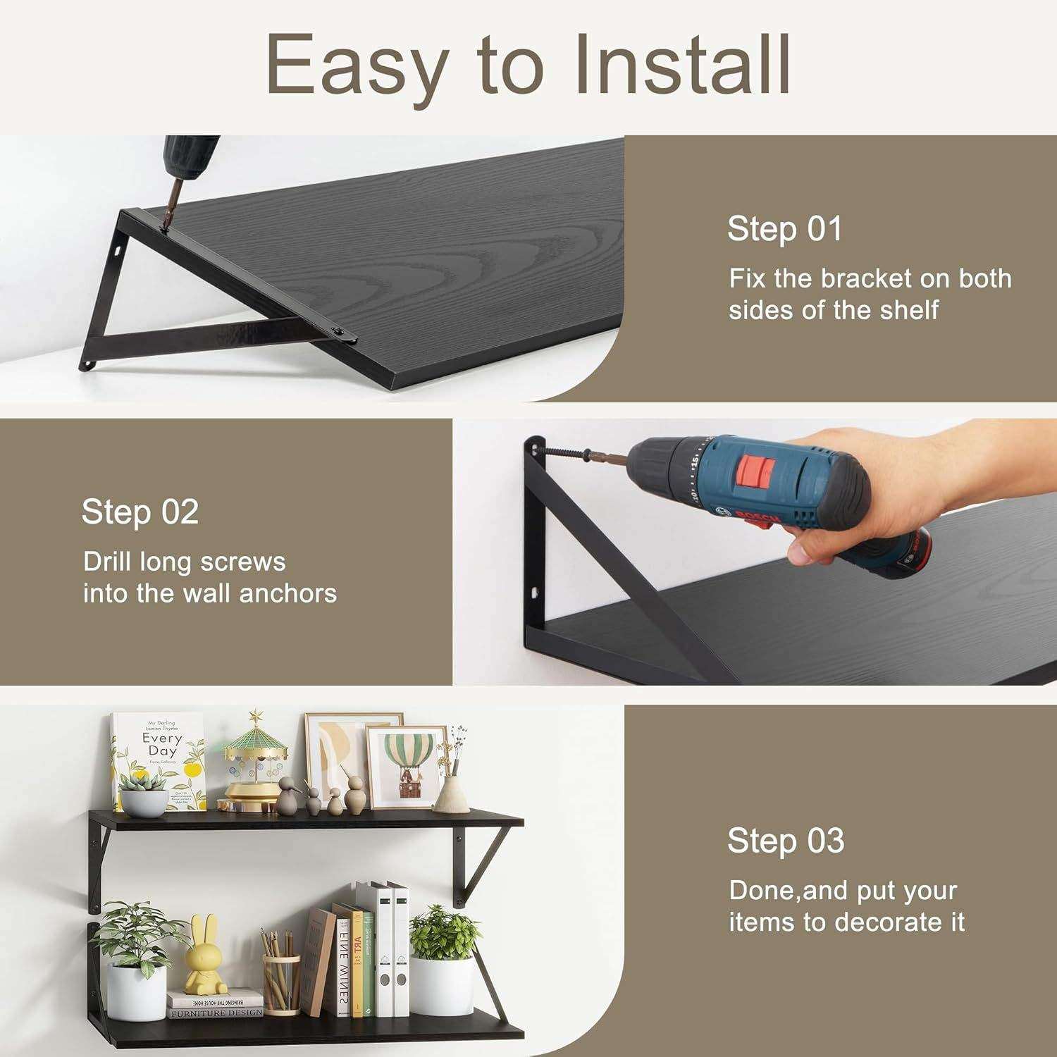 Floating Shelves壁挂式浮动搁板厨房卧室墙体置物架收纳架墙体