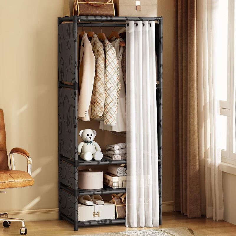 简易门帘衣柜简约217家用落地衣架架卧室收储纳物柜多层组合衣置