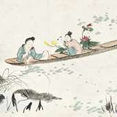 吴湖帆采莲图画水墨画长卷花图高清复荷541制装 饰画临摹学习国文