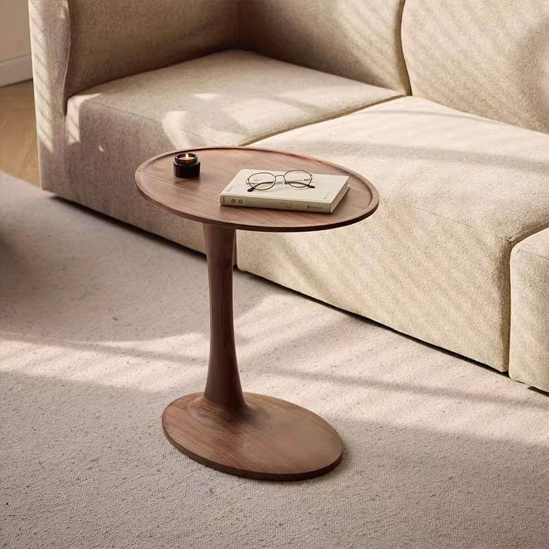 全IFC实木沙发边移几可动椭圆榫茶卯户型床几北美黑胡小桃色客厅