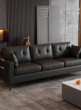 沙发小户型公出寓租房屋办公室装AL100349店皮家用双三人服位黑色