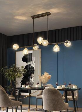 餐厅吊灯02红5新款全简约现代铜轻奢个63040性家用网餐2桌吧台水