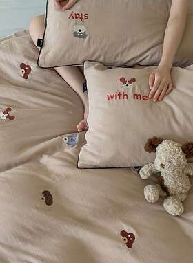 纯棉全双层纱四件套软萌SMG11KZ软糯叽叽柔件被套床上用品棉床单