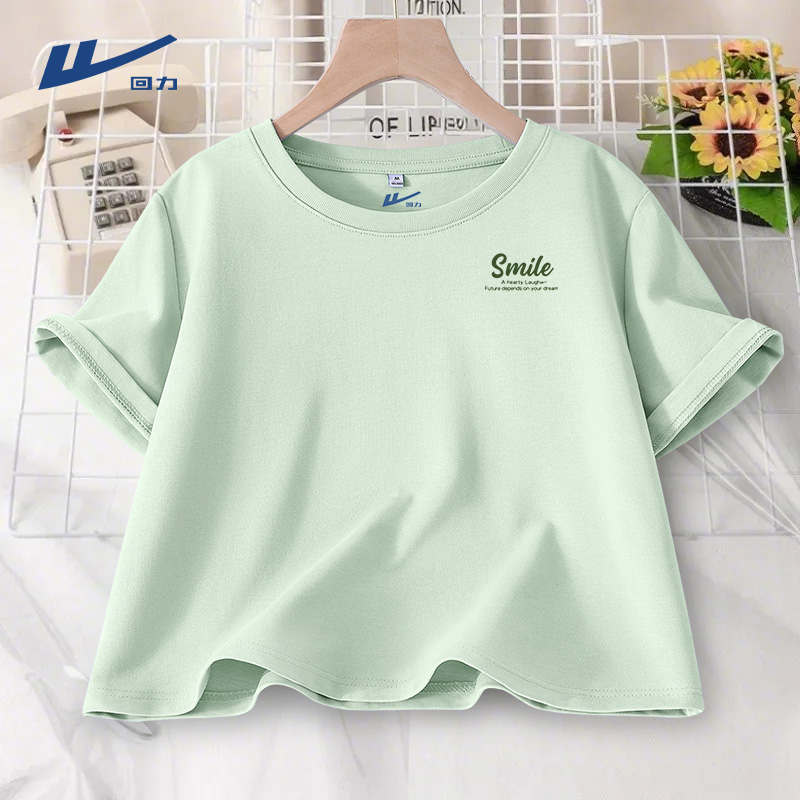 回力短袖女t恤修身穿搭衣服短款上衣内搭纯棉运动夏季圆领体恤DD