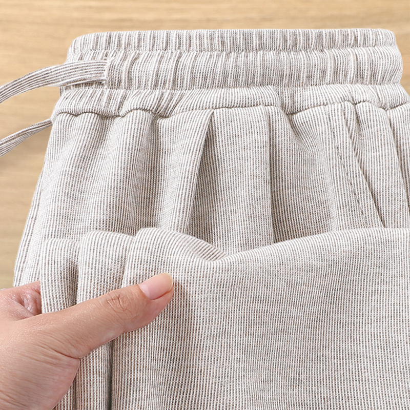 回力燕麦色加绒裤子女休闲阔腿裤