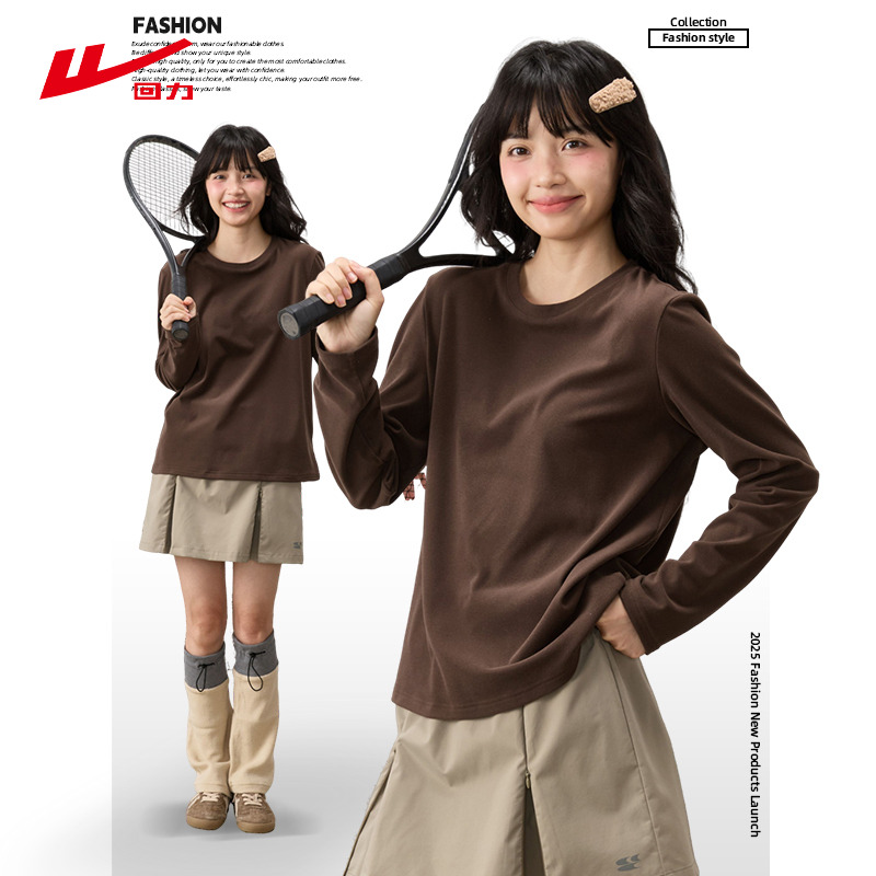 回力薄绒打底T恤女2025新款