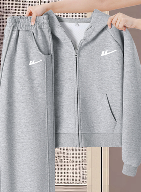 回力灰色卫衣外套裤子两件套女2025超火新款巨好看的秋冬运动套装