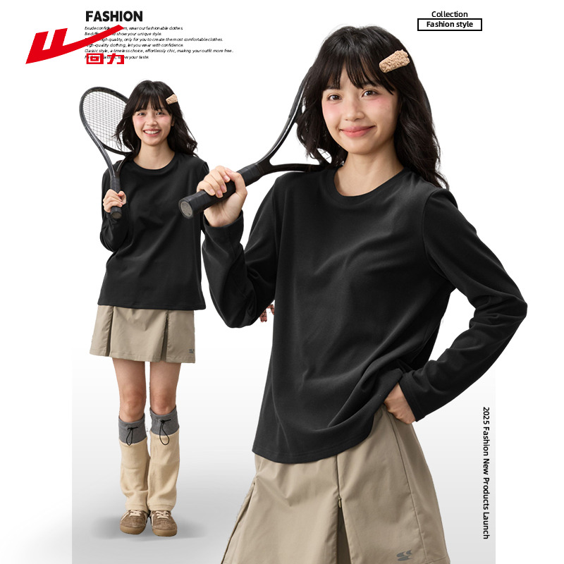 回力薄绒打底T恤女2025新款