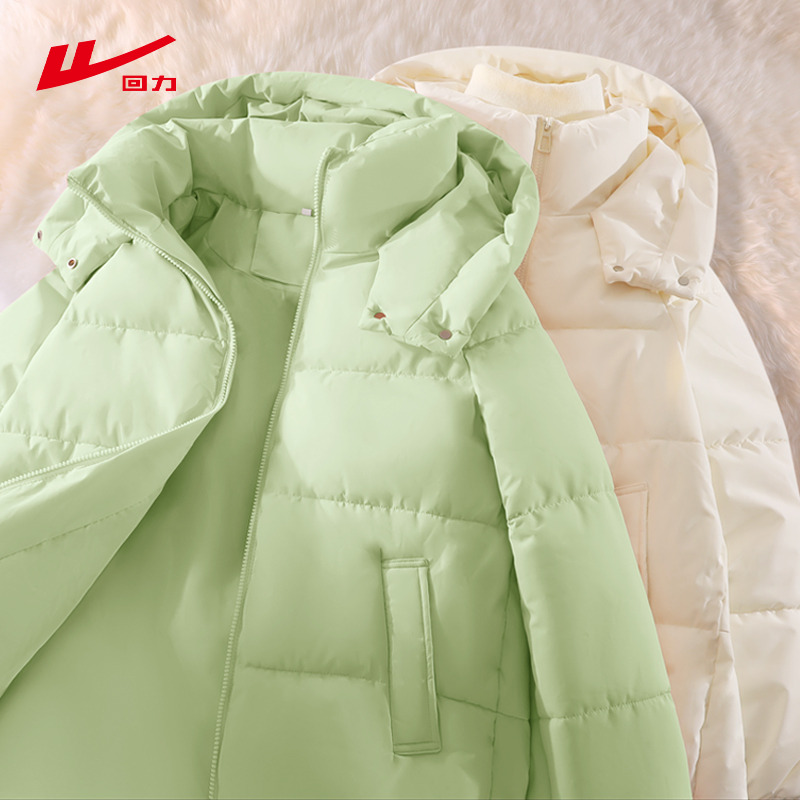 回力女连帽常规款棉服2025新款