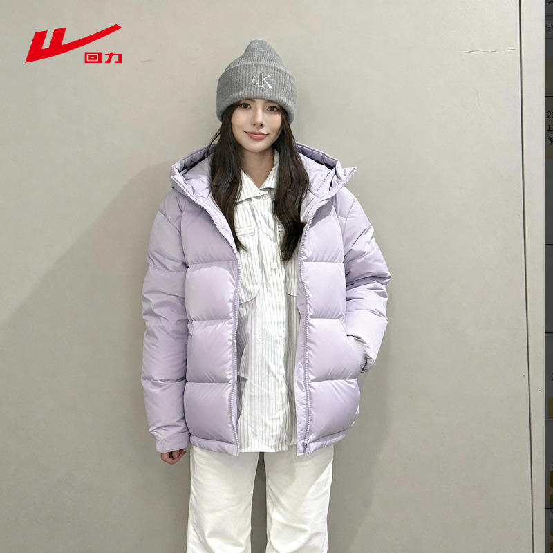 回力女连帽常规款棉服2025新款