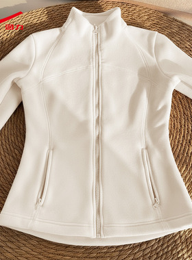 回力双面加绒外套女秋冬季2025新款卫衣开衫修身立领内胆冲锋衣