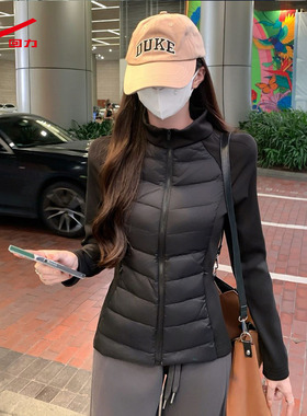 回力黑色立领保暖抓绒外套女款2025秋冬季新款修身保暖摇粒绒上衣