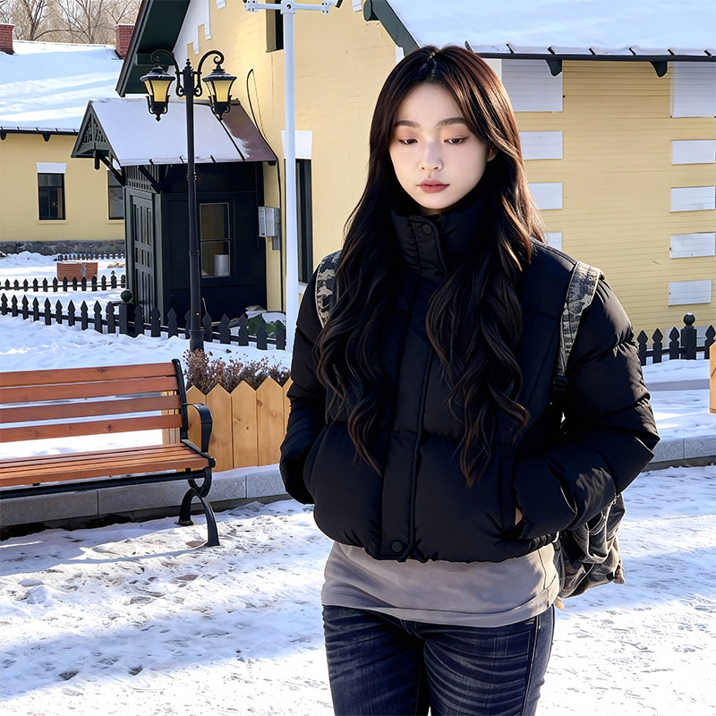 回力黑色保暖棉服厚外套夹棉棉衣