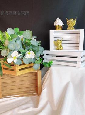 极速木质收纳筐复古面包托盘森系甜品台装饰摆件白色家居拍照道具