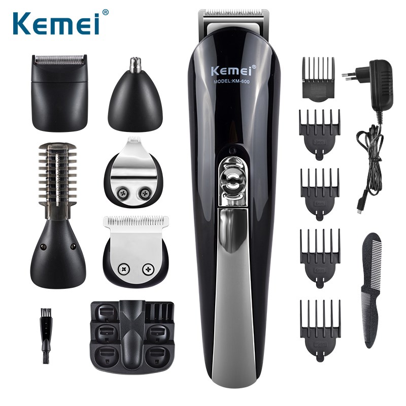 Kemei 6 in 1 Rechargeable Hair Trimmer Titanium Hair Clipper