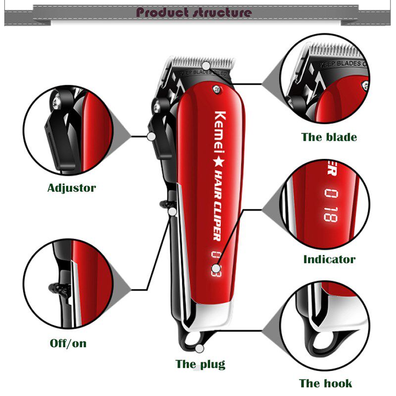 Kemei professional hair trimmer cordless Hair cutter barber