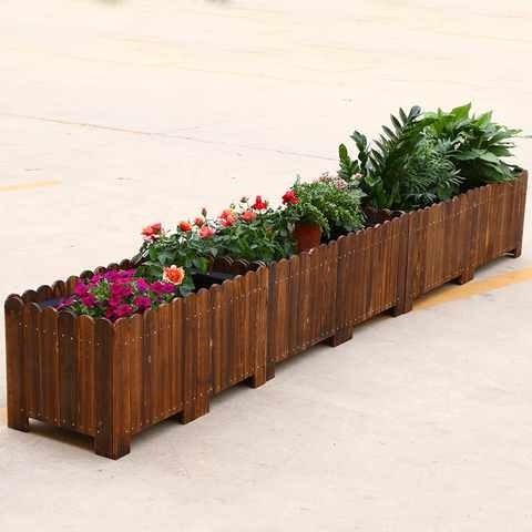 防腐木花箱长方形木花盆户外庭院种菜盆室外种植箱特大实木花槽
