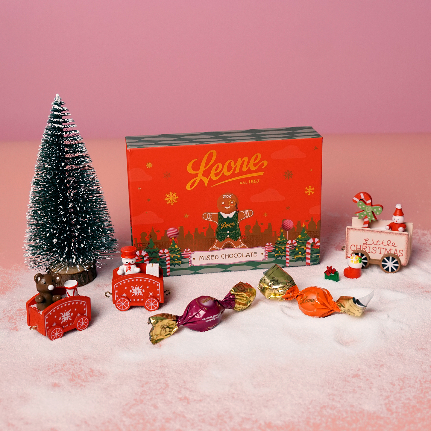 Leone蕾欧娜圣诞乐园系列夹心巧克力球音乐礼盒130g意大利进口
