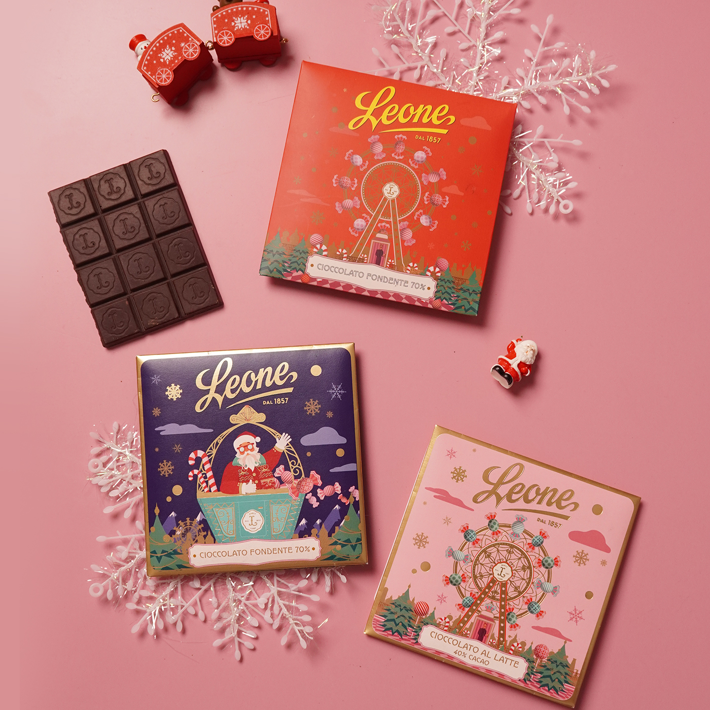 Leone蕾欧娜黑巧克力排块原制70g 赠精美圣诞封套 意大利进口