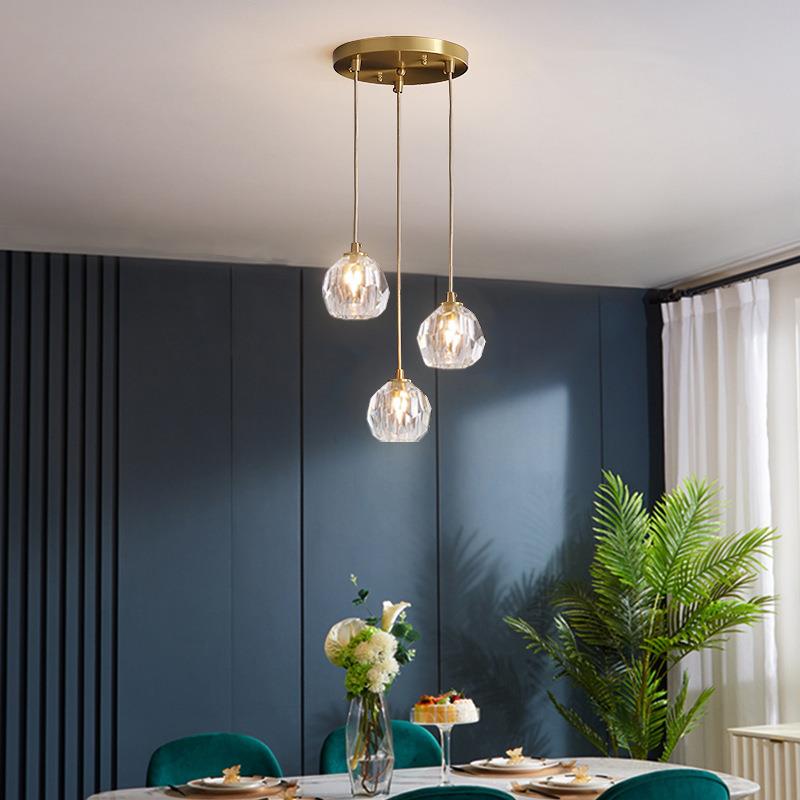 新款直销后现代吊灯全铜水晶轻奢客厅灯网红魔豆分子灯具灯饰套餐