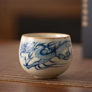 直销米黄汝窑品茗杯家用功夫茶杯个人专用禅定主人杯陶瓷茶盏 新款