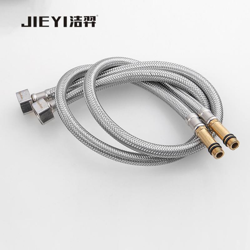 新款直销洁羿卫浴不锈钢加密加厚单头软管尖头管单孔面盆菜盆龙头