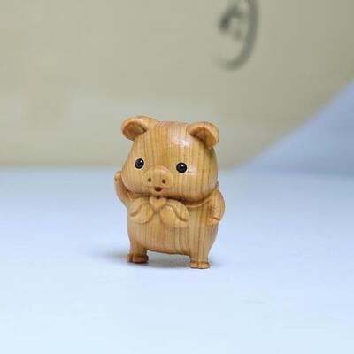 新款直销崖柏木雕猪手把件把玩件生肖猪敬礼猪工艺品呆萌儿童装饰